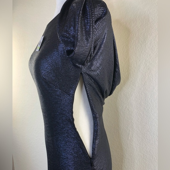 NWT NIGHTWAY Navy Long Sleeve Jewel Neck Knee Length Evening Sheath Dress Sz:4 - Picture 8 of 16